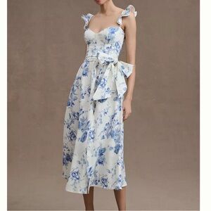 COPY - V. Chapman Vera Ruffle-Strap Corset Side-Slit Midi Dress